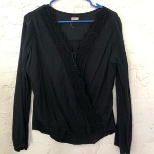 Black mock wrap top
